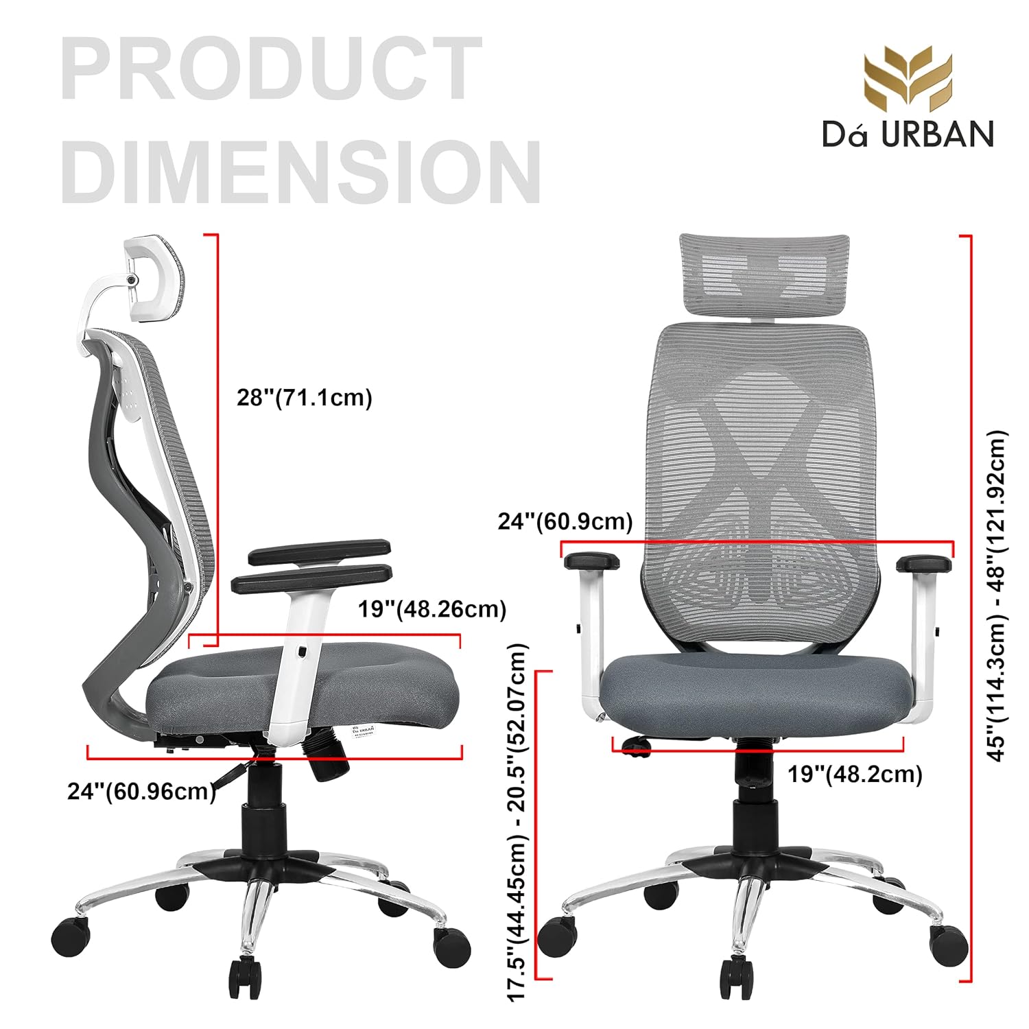 da urban® merlion office chair,high back mesh ergonomic home... da urban® merlion office chair,high back mesh ergonomic home...